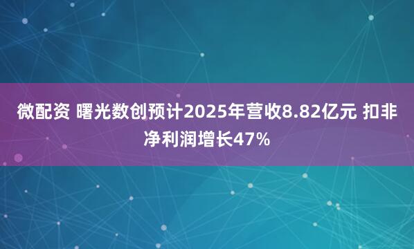 微配资 曙光数创预计2025年营收8.82亿元 扣非净利润增长47%